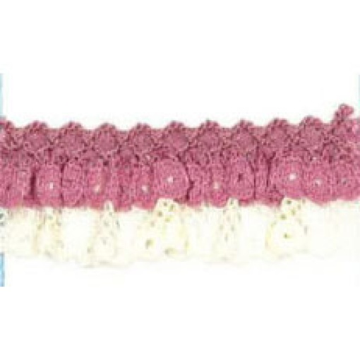 Fita de Renda com Duplo Folho HILOGAR Piquillo 20mm Marfim/rosa 543 (metro)