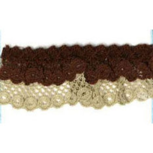 Fita de Renda com Duplo Folho HILOGAR Piquillo 20mm Camel/castanho 640 (metro)