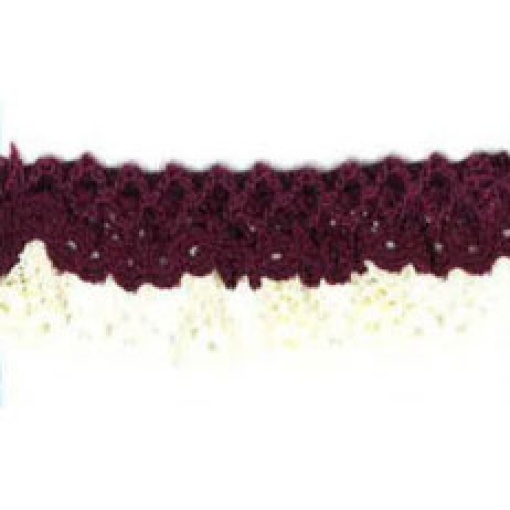 Fita de Renda com Duplo Folho HILOGAR Piquillo 20mm Camel/beringela 627 (metro)