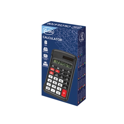 Calculadora de Bolso FOROFIS com Tampa Preto 8 Dígitos