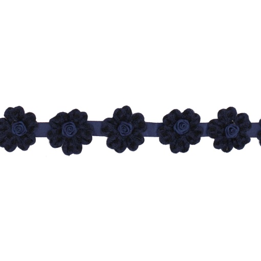 Fita de Tecido com Flores COSE 10mm Azul Escuro 0020 (metro)