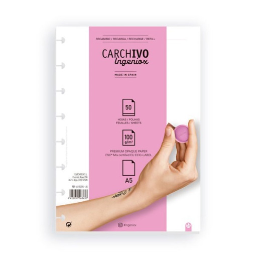 Recarga A5 para Caderno INGENIOX LISO 50 folhas