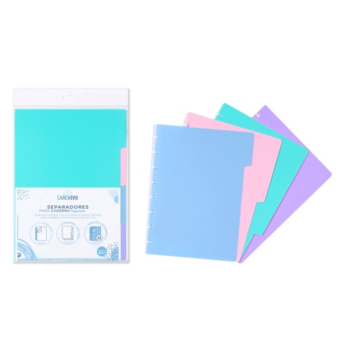 Separadores para Caderno INGENIOX A5 4 posições Pastel
