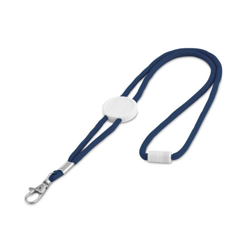 Badge lanyard with carabiner, 450x5mm, dark blue