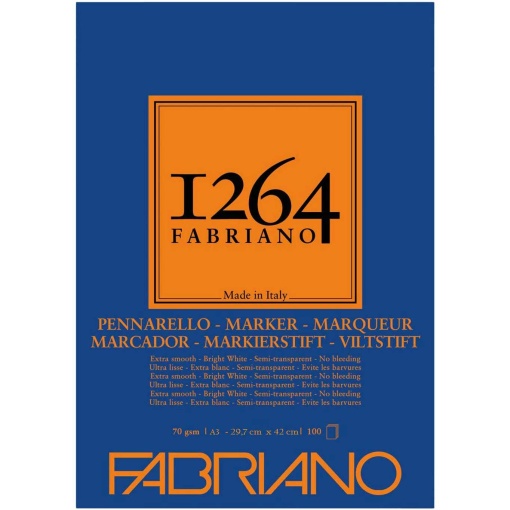 Bloco de Desenho FABRIANO 1264 Marker A3 100 folhas 70g Semi Transparente
