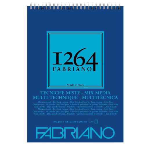 Bloco Mix Media Espiral FABRIANO 1264 A4 300g 30 folhas