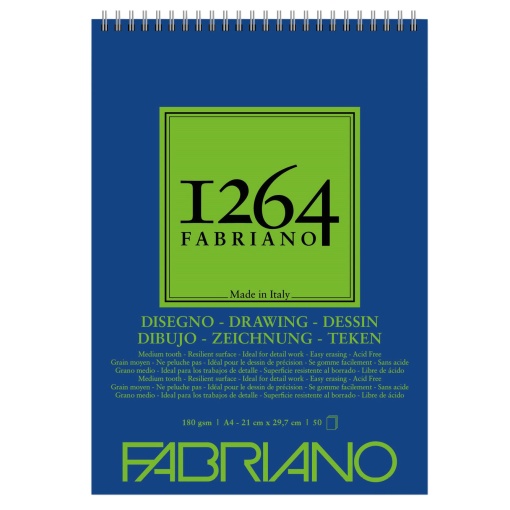 Bloco de Desenho Espiral FABRIANO 1264 Drawing Paper A4 180g 50 folhas