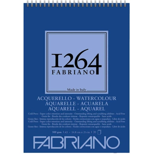 Bloco Aguarela Espiral FABRIANO 1264 A5 300g 20 folhas