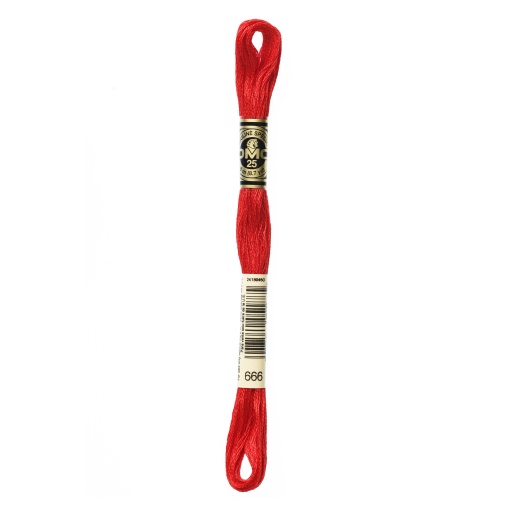 Linha de bordar DMC Mouliné 117MC vermelho vivo 666