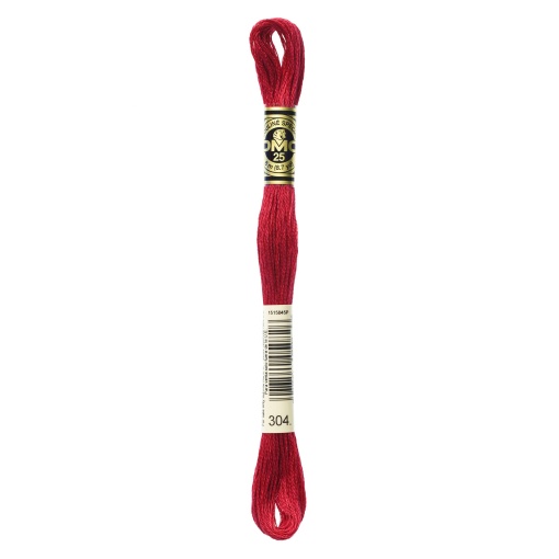 Linha de bordar DMC Mouliné 117MC vermelho 304