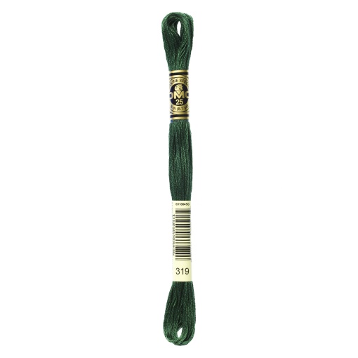 Linha de bordar DMC Mouliné 117MC verde escuro 319