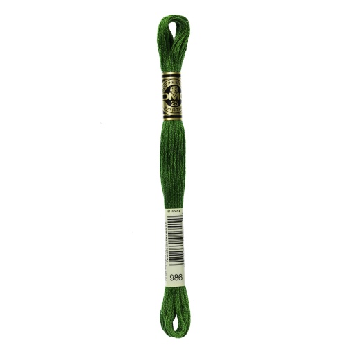 Linha de bordar DMC Mouliné 117MC verde garrafa 986