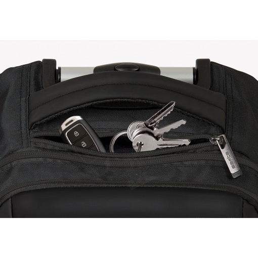 SAFTA Business black trolley backpack for 15.6" laptop + tablet + USB port, 43x32x21cm