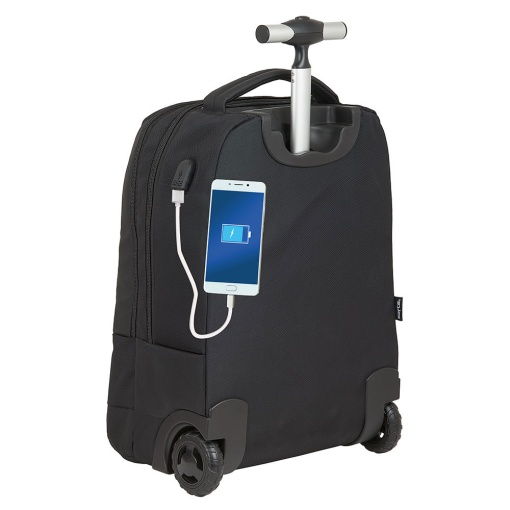 SAFTA Business black trolley backpack for 15.6" laptop + tablet + USB port, 43x32x21cm