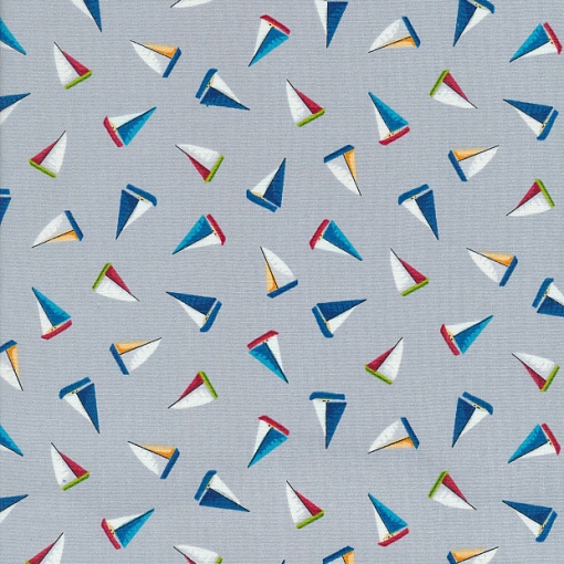 Tecido MAKOWER Barcos Cinza 1x1,12m