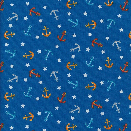 Tecido MAKOWER Âncoras Azul 1x1,12m