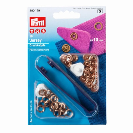 Botões de Pressão Metálicos JERSEY 10mm Cobre PRYM com 10 unidades