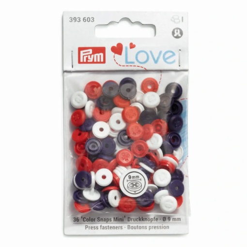 Botões de Pressão Plásticos 0,9mm PRYM LOVE com 36 unidades