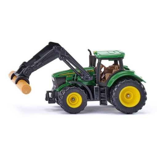 Trator John Deere com Pinça para Troncos Miniatura SIKU