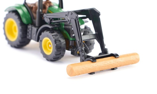 Trator John Deere com Pinça para Troncos Miniatura SIKU
