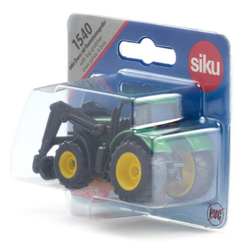 Trator John Deere com Pinça para Troncos Miniatura SIKU