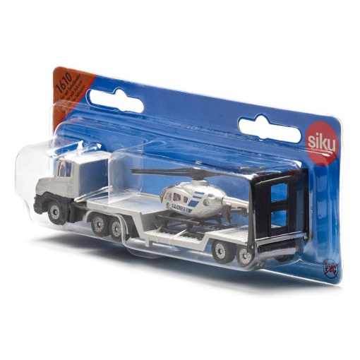 Camião de Transporte de Pesados com Helicóptero Miniatura SIKU
