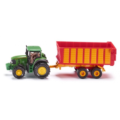 Trator John Deere com Trailer de Silhagem Miniatura SIKU