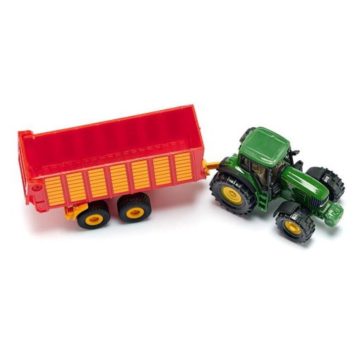 Trator John Deere com Trailer de Silhagem Miniatura SIKU