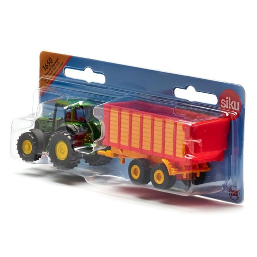Trator John Deere com Trailer de Silhagem Miniatura SIKU