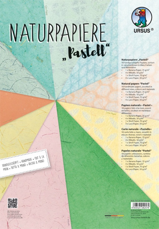 Papel Artesanal Natural URSUS 230x330mm 35-70g Pastel com 10