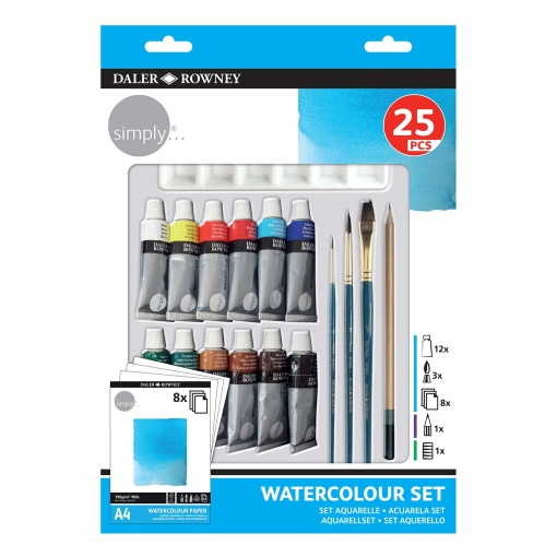 Conjunto de pintura aguarela DALER-ROWNEY Simply com 25 peças