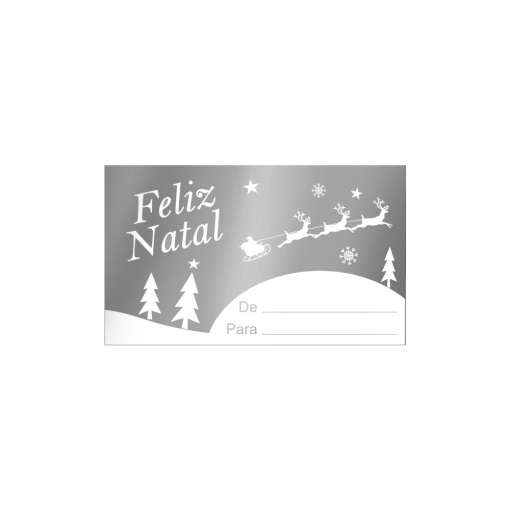 Etiquetas Adesivas em Rolo De/para Feliz NATAL Prateado 200 unidades JOLUMO
