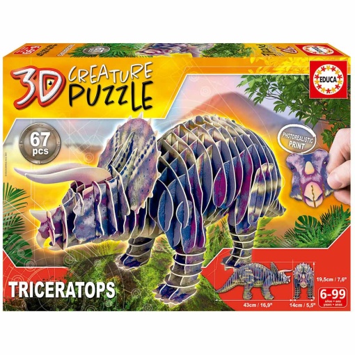 Puzzle EDUCA 67 peças 3D Creature Triceratops