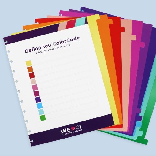 Separadores para CADERNO INTELIGENTE grande 280x215mm 10 posições Colorcode