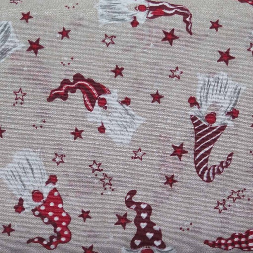 Tecido loneta natal boneco de neve vermelho/bege 1x2,80m