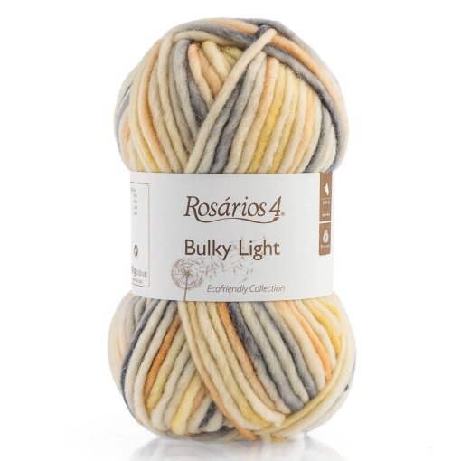 Fio de Tricot Rosários 4 Bulky Light Print 100g Cinza/pêssego 201