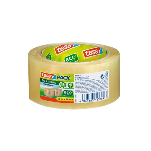 Fita Adesiva para Embalagem 66mx50mm Reciclada Transparente TESAPACK BIO & STRONG 58296
