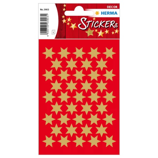 Autocolantes HERMA estrelas dourado caixa com 3 folhas 3903