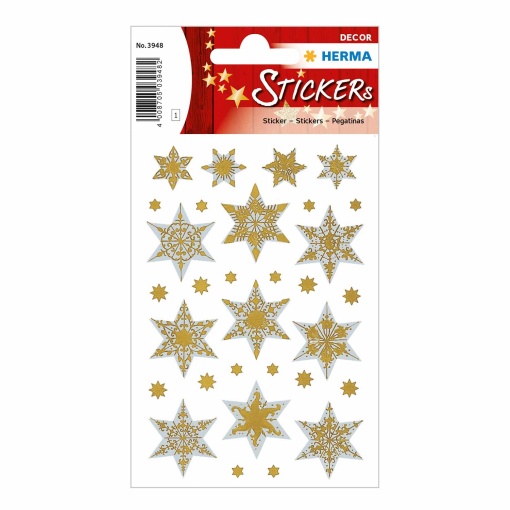 Autocolantes HERMA estrelas dourado caixa com 3 folhas 3948