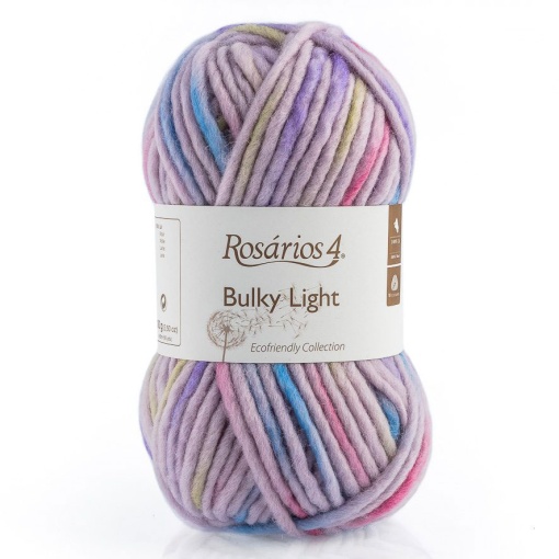 Fio de Tricot Rosários 4 Bulky Light Print 100g Lilás/azul/amarelo 213