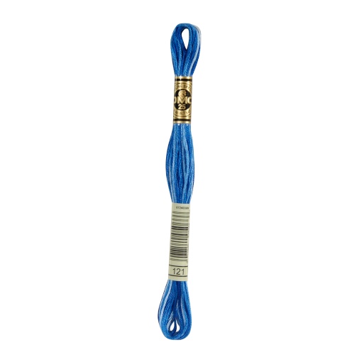 Linha de bordar DMC Mouliné 117MC azul mesclado 121