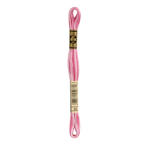 Linha de bordar DMC Mouliné 117MC rosa mesclado 48