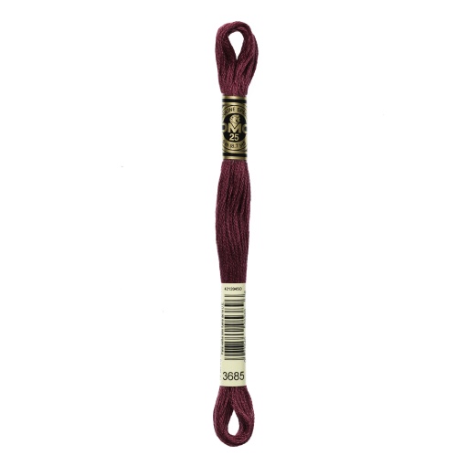 Linha de bordar DMC Mouliné 117MC bordeaux 3685