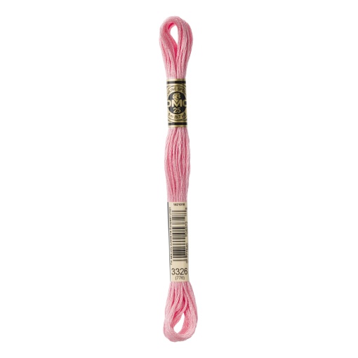 Linha de bordar DMC Mouliné 117MC rosa 3326