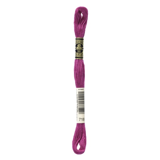 Linha de bordar DMC Mouliné 117MC rosa fúcsia 718