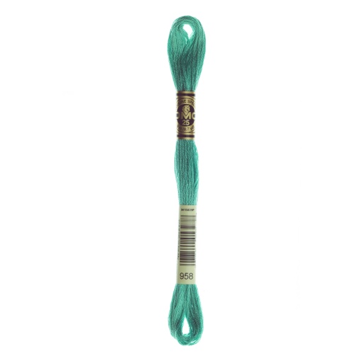 Linha de bordar DMC Mouliné 117MC verde 958