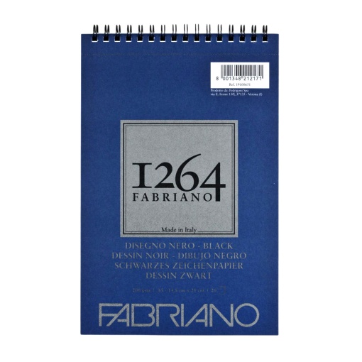 Bloco de Desenho Espiral FABRIANO 1264 Black A5 200g 20 folhas