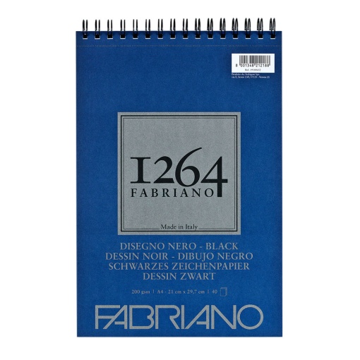 Bloco de Desenho Espiral FABRIANO 1264 Black A4 200g 40 folhas