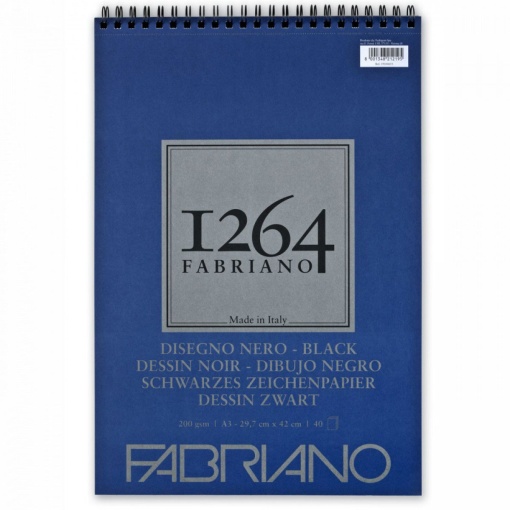 Bloco de Desenho Espiral FABRIANO 1264 Black A3 200g 40 folhas