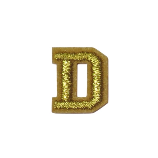 Aplicação de tecido termocolante letra D dourado